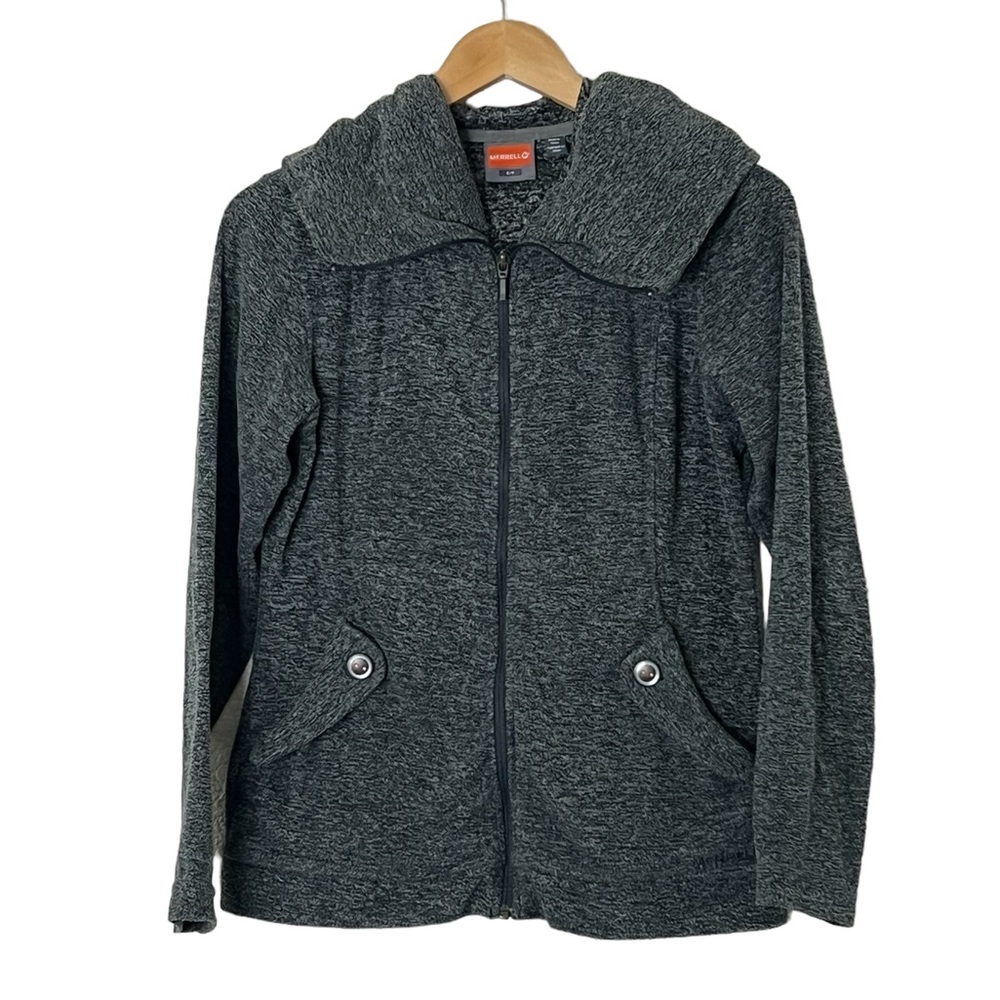 Merrill | Gray full zip hooded cozy jacket women’s size small